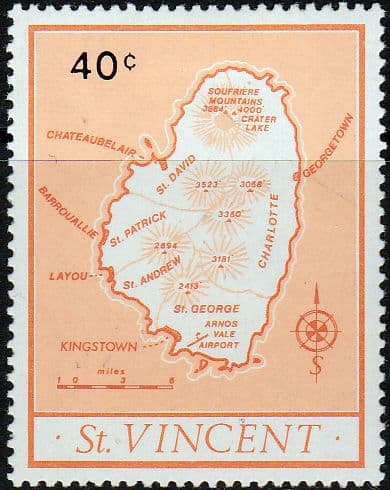 St Vincent 1977 Provisionals Map SG 542 Fine Used
