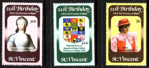 St Vincent 1982 Diana 21st Birthday Set Fine Mint