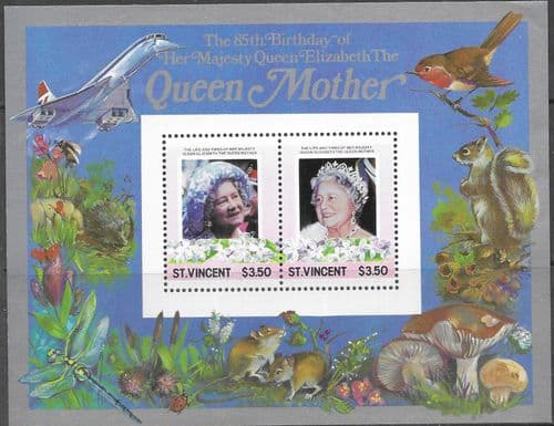 St Vincent 1985 Queen Mother Life and Times $3.50 Miniature Sheet Imperforate Fine Mint