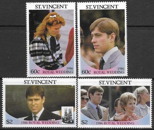 St Vincent 1986 Royal Wedding (1st issue) Set Fine Mint
