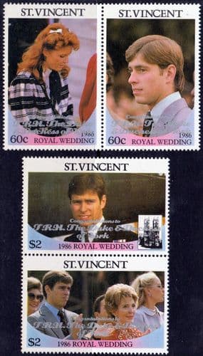 St Vincent 1986 Royal Wedding Overprint (2nd issue) Set Fine Mint