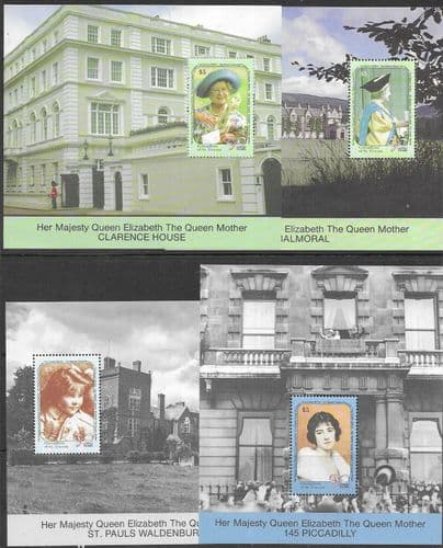 St Vincent Grenadines 1990 Queen Mother 90th Birthday Set of 9 Miniature Sheet Fine Mint