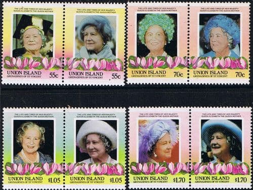 St Vincent Grenadines Union Island 1985 Queen Mother Life and Times Set Fine Mint