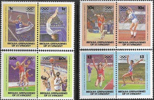 St Vincent Island 1984 BEQUIA Olympic Games Set Fine Mint
