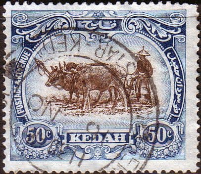 State of Kedah 1921 SG 36 Bullocks and Plough Fine Used