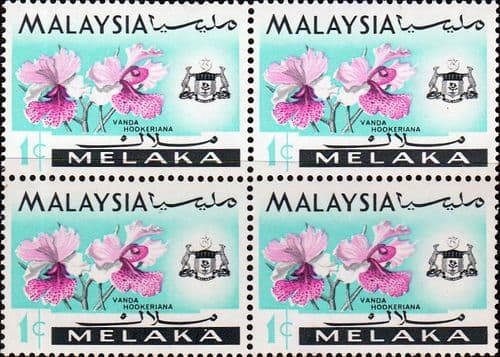 State of Malacca 1965 Orchids SG 61 Fine Mint Block of 4