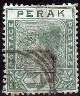 State of Perak 1892 Tiger SG 61 Fine Used