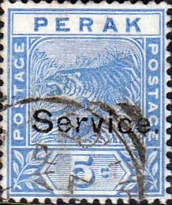 State of Perak 1894 Tiger SERVICE SG O10 Fine Used