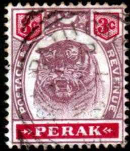 State of Perak 1895 Tiger SG 68 Fine Used