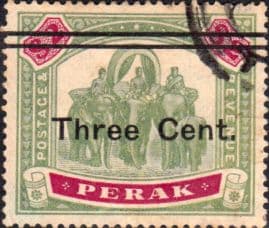 State of Perak 1900 Surcharged Tiger SG 87 Fine Used
