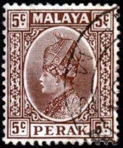 State of Perak 1935 Sultan Iskandar SG 91 Fine Used