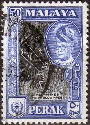 State of Perak 1957 SG 158a Aborigenies with Blowpipes Fine Used