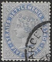 Straits Settlements 1883 Queen Victoria SG 65 Fine Used