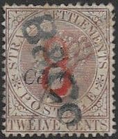 Straits Settlements 1884 Queen Victoria Surcharged 8s SG 80 Fine Used