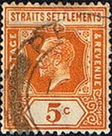 Straits Settlements 1921 King George V Head SG 225 Fine Used