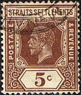 Straits Settlements 1921 SG 226a King George V Head Fine Used