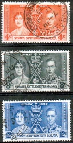 Straits Settlements 1937 King George VI Coronation Set Fine Used