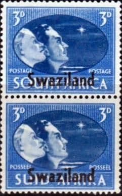 Swaziland 1946 King George VI Victory SG 41 Vertical Pair Fine Mint