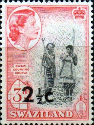 Swaziland 1961 SG 69 Swazi Courting Couple Decimal Surcharge Fine Mint