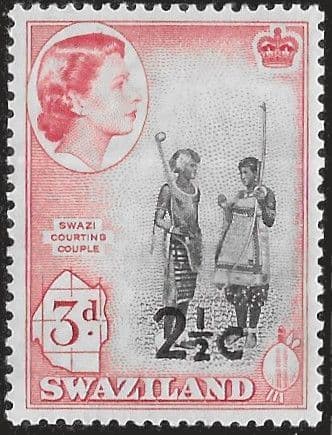 Swaziland 1961 SG 69a Swazi Courting Couple Decimal Surcharge Fine Mint