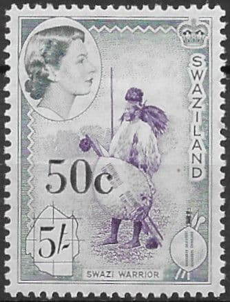 Swaziland 1961 SG 75a Swazi Warrior Decimal Surcharge Fine Mint