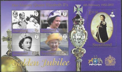 Swaziland 2002 Golden Jubilee Miniature Sheet Fine Mint