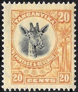 Tanganyika 1922 Giraffe SG 77 Fine Mint