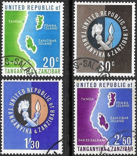 Tanganyika 1964 United Republic of Tanganyika and Zanzibar Commemoration Set Fine Used