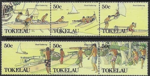 Tokelau 1989 Food Gathering Set in Strips Fine Mint