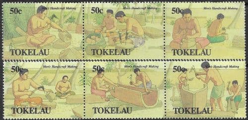 Tokelau 1990 Men's Handicrafts Set in Strips Fine Mint