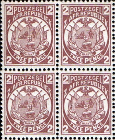 Transvaal 1885 Arms SG 177 Second Republic Fine Mint Block of 4