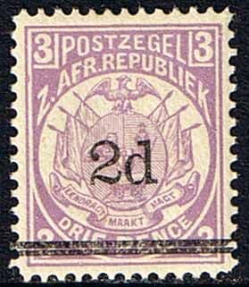 Transvaal 1887 SG 194 2d. Surcharged with Thick Bar Fine Mint