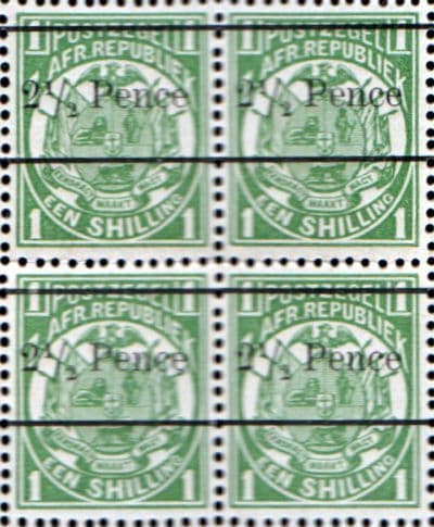 Transvaal 1893 SG 198 1/2d. Surcharged Fine Mint Block of 4