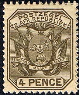 Transvaal 1895 SG 209 Coat of Arms Wagon with Pole and Flags Fine Mint