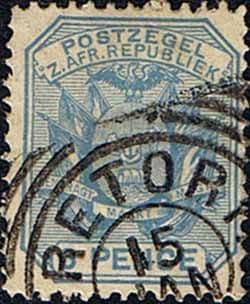 Transvaal 1895 SG 210 Coat of Arms Wagon with Pole and Flags Fine Used