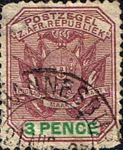 Transvaal 1896 SG 220 Coat of Arms Wagon and Flags Fine Used