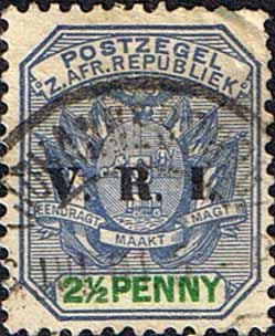 Transvaal 1900 SG 229 Coat of Arms with V.R.I. Overprint Fine Used