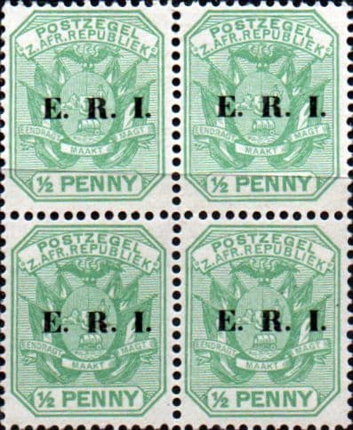 Transvaal 1901 SG 238 Coat of Arms with ERI Overprint Fine Mint Block of 4