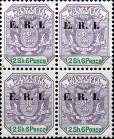 Transvaal 1901 SG 242 Coat of Arms with ERI Overprint Fine Mint Block of 4