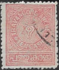 Travancore 1924 Various Farames SG 37 Fine Used