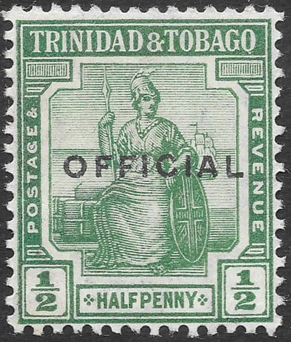 Trinidad and Tobago 1909 Britania Official SG O8 Fine Mint