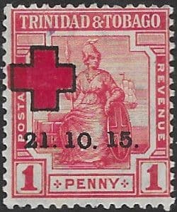 Trinidad and Tobago 1915 Red Cross Overprint SG 174 Fine Mint
