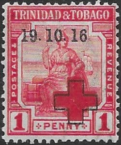 Trinidad and Tobago 1916 Red Cross Overprint SG 175a Fine Mint