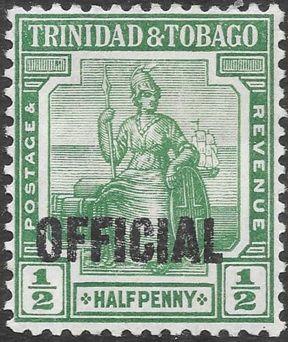 Trinidad and Tobago 1917 Britania Official SG O15 Fine Mint
