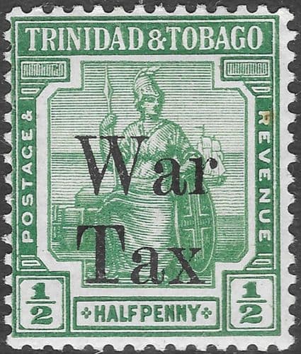 Trinidad and Tobago 1917 WAR TAX Overprint SG 179b Fine Mint