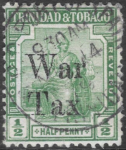 Trinidad and Tobago 1917 WAR TAX Overprint SG 179b Fine Used