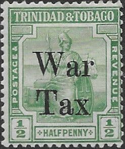Trinidad and Tobago 1918 WAR TAX Overprint SG 187 Fine Mint