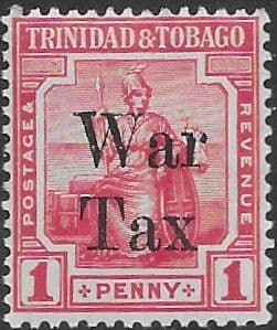 Trinidad and Tobago 1918 WAR TAX Overprint SG 188 Fine Mint