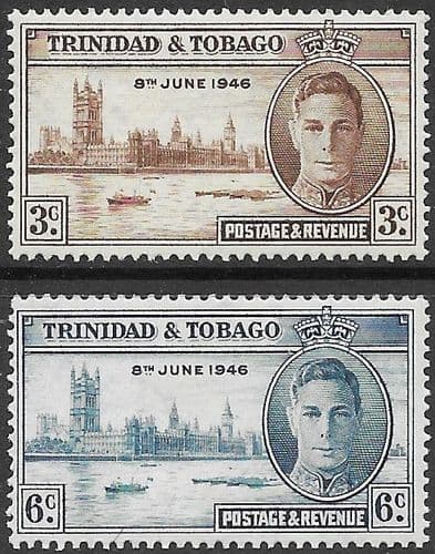 Trinidad and Tobago 1946 King George VI Victory Set Fine Mint