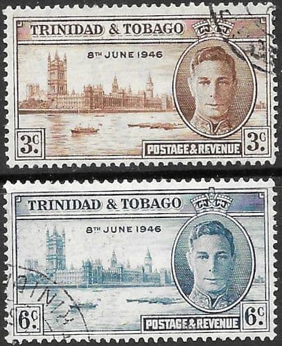 Trinidad and Tobago 1946 King George VI Victory Set Fine Used